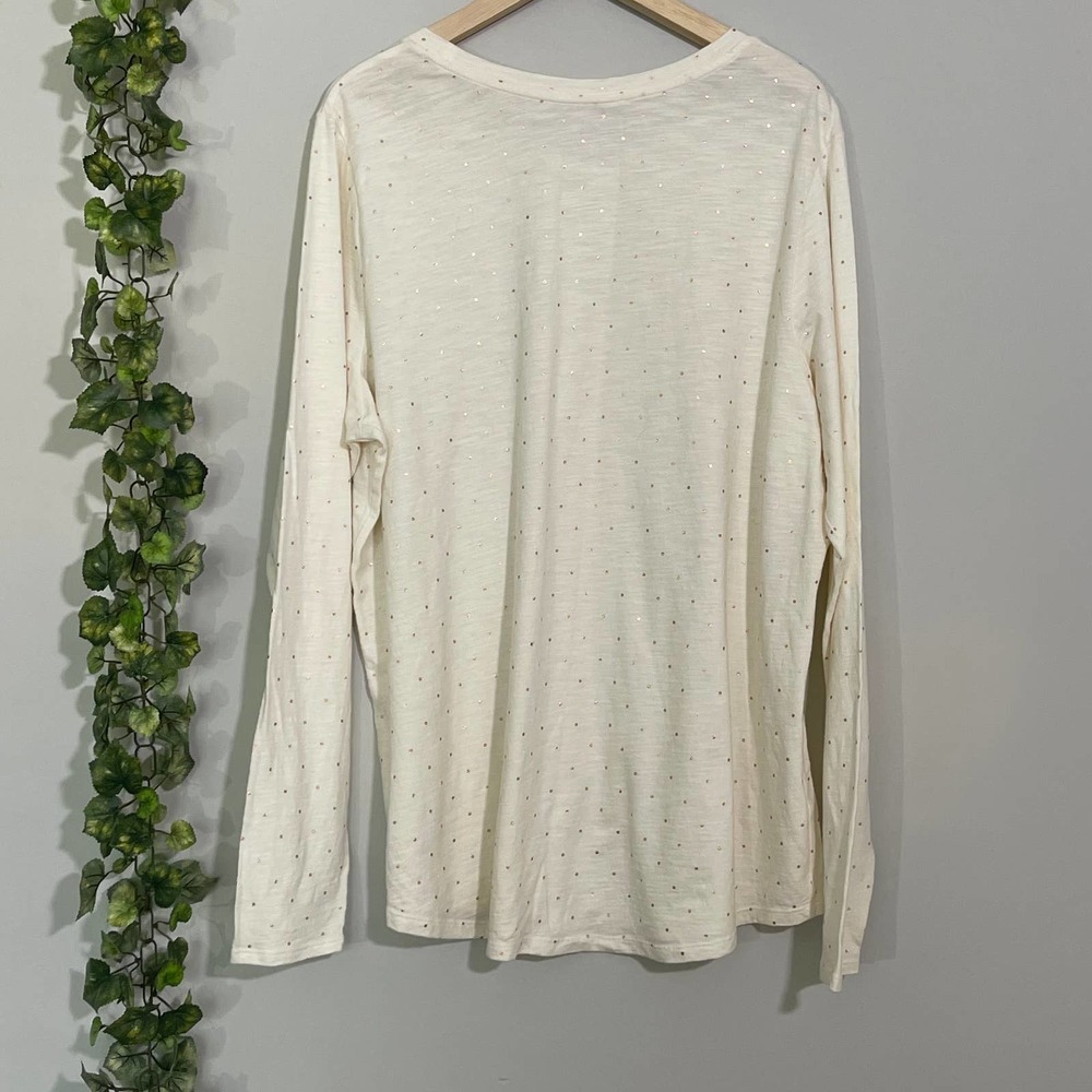 OLD NAVY | LONG SLEEVES TOP SIZE XXL CREAM COOPER  COTTON POLKA DOTS - Picture 5 of 8